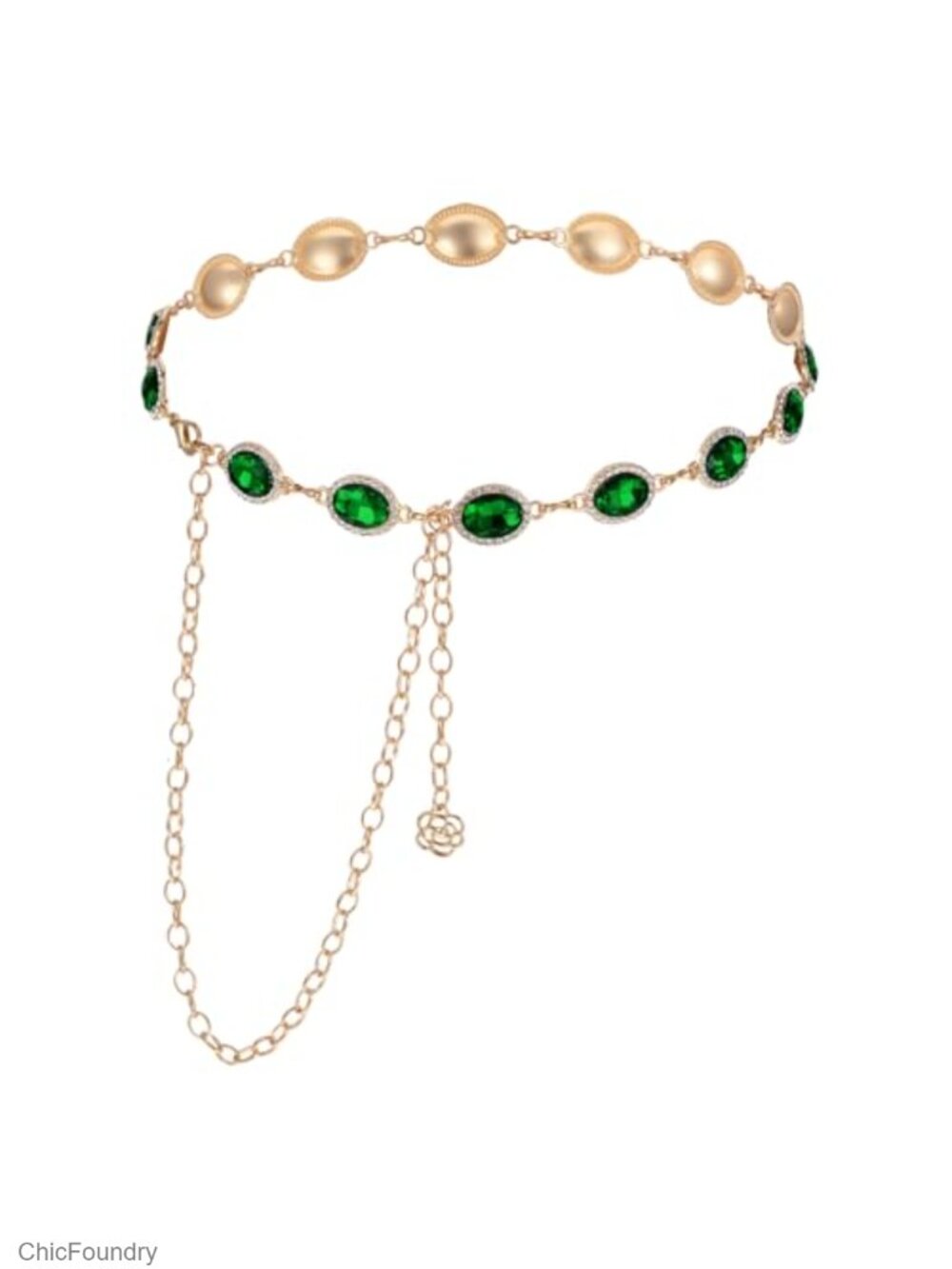 Women's Adjustable Western Chain Belt Rhinestone Cowgirl Waist Chain for Dresses